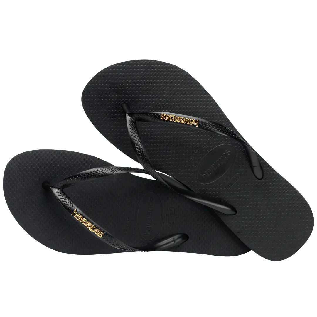 Women's Slim Logo Metallic Flip Flops - Image 4