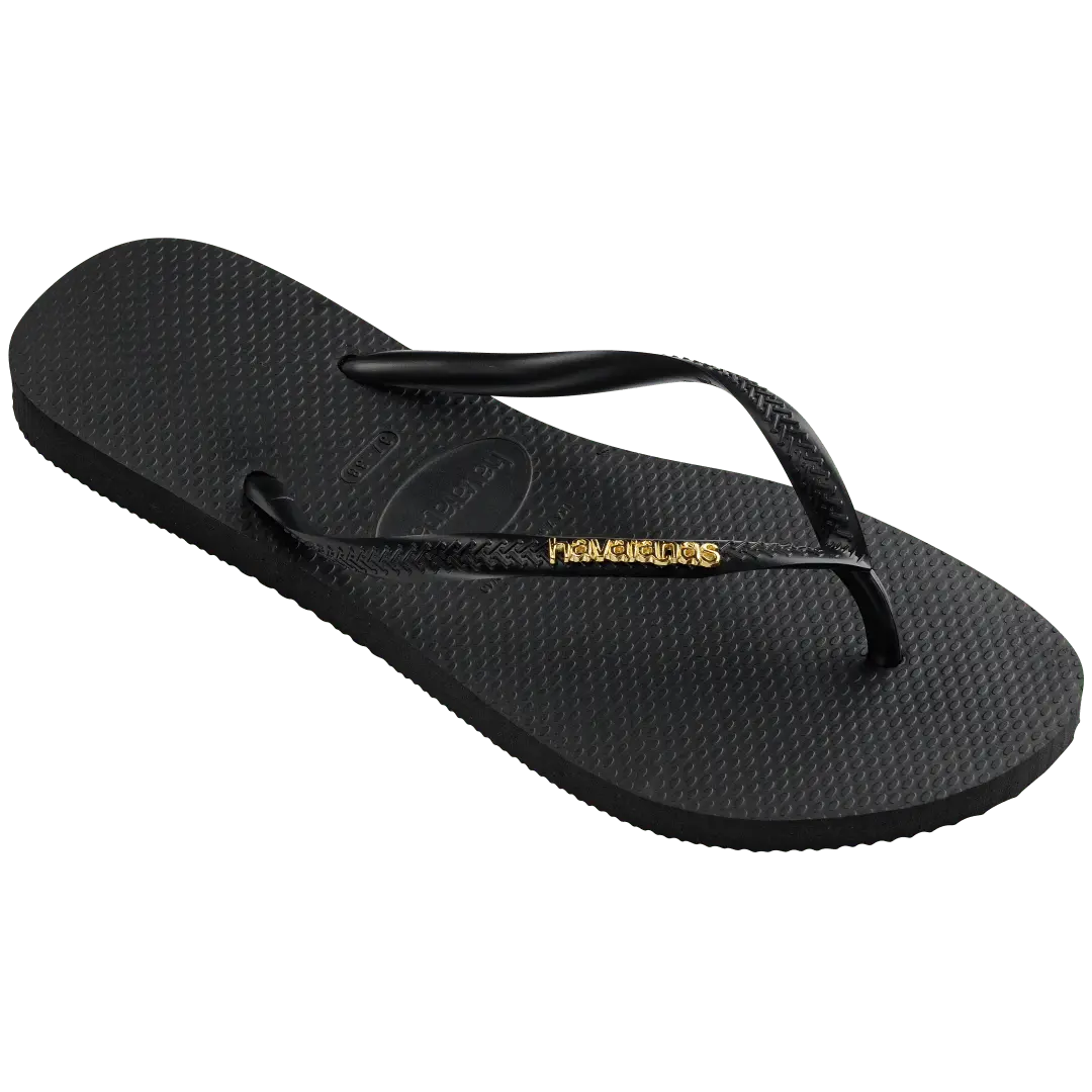 Women's Slim Logo Metallic Flip Flops - Image 2