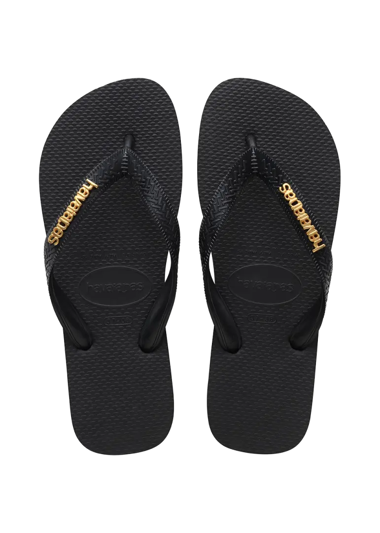 Women's Top Logo Metallic Flip Flops
